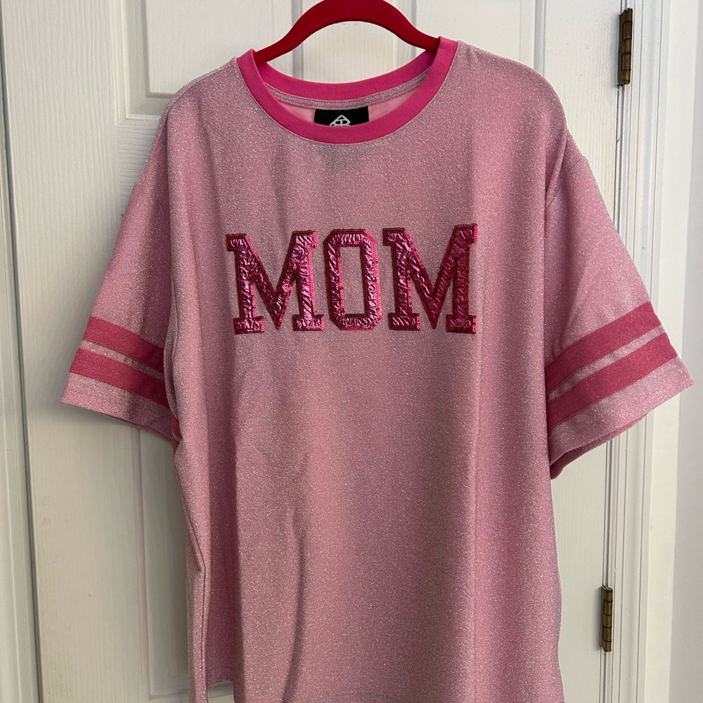 Brianna Cannon NWT Sparkle 'MOM' Pink Tee